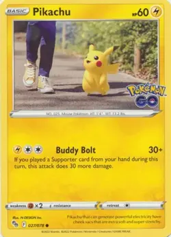 027/078 Pikachu Sword & Shield Pokemon Go Pokemon Single Card [A1] - Image 1