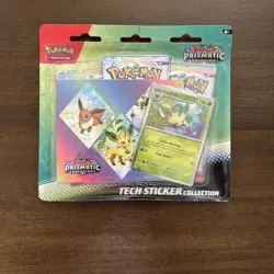 Pokemon TCG Prismatic Evolutions Tech Sticker Collection Leafeon 3 Packs NEW - Image 1
