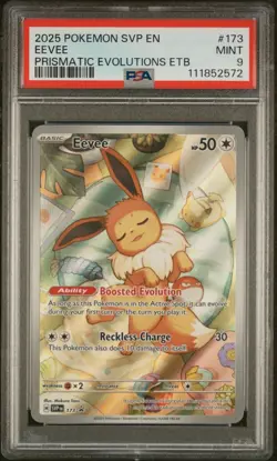 Graded Pokemon Card Eevee SVP 173 Prismatic Evolutions ETB Promo PSA 9 MINT - Image 1