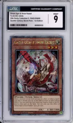 CGC 9 2024 Yu-Gi-Oh! Ghost Ogre & Snow Rabbit Quarter Century Rare RA02-EN009 - Image 3