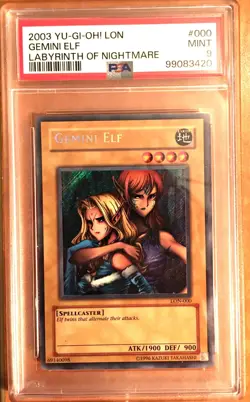 PSA 9 Yugioh Gemini Elf Secret Rare - Labyrinth of Nightmare - Mint Vintage - Image 2