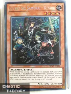 YUGIOH SPWA-EN005 Secret Six Samurai - Kizaru Secret Rare 1st Edition NM - Image 1
