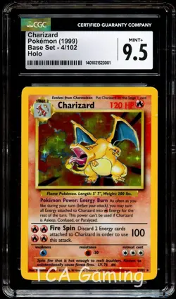CGC 9.5 MINT+ Charizard 4/102 HOLO RARE Base Set Pokemon Card 001 - Image 1