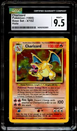 CGC 9.5 MINT+ Charizard 4/102 HOLO RARE Base Set Pokemon Card 001 - Image 2