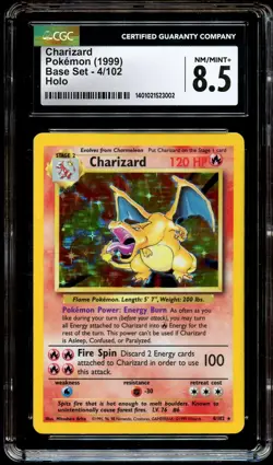 CGC 8.5 NM-MINT+ Charizard 4/102 HOLO RARE Base Set Pokemon Card 002 - Image 2