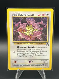 Team Rocket's Meowth Black Star Promo 18 Pokemon Card - NM - Image 1