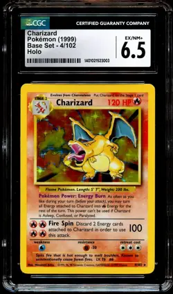 CGC 6.5 EX-NM+ Charizard 4/102 HOLO RARE Base Set Pokemon Card 003 - Image 2