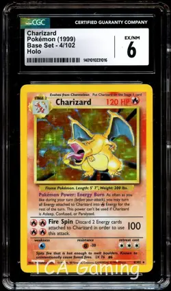CGC 6 EX-NM Charizard 4/102 HOLO RARE Base Set Pokemon Card 016 - Image 1