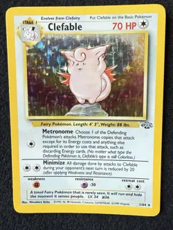 Clefable Holo Jungle Base Set 1/64 Pokemon Card One Owner - Image 1