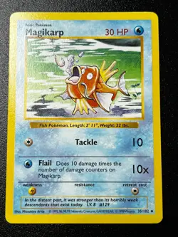 Magikarp 35/102 Pokemon TCG Shadowless Base Set Vintage WOTC Card LP+ / NM - Image 1