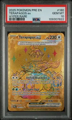 2025 POKEMON PRE EN-PRISMATIC EVOLUTIONS HYPER RARE #180 TERAPAGOS EX PSA 10 - Image 1
