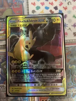 Pikachu & Zekrom GX Tag Team PokÃ©mon Card 240 HP Full Art Holo Rare - Image 1
