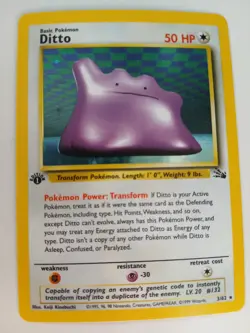 1999 Pokemon WOTC TCG Fossil 1st Edition #3 Ditto Holo - Image 1