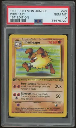 Pokemon Primeape Jungle 1st Edition #43 PSA 10 Gem Mint - Image 1