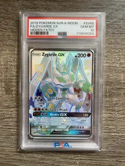 PokÃ©mon TCG Zygarde GX Hidden Fates Holo Full Art Card SV65/SV94 PSA 10 - Image 1