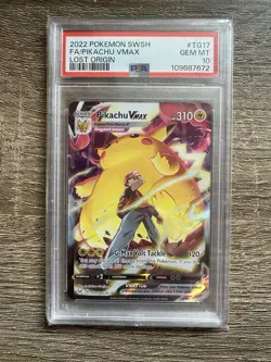 Pikachu VMAX TG17/TG30 Lost Origin Trainer Gallery Holo Card PSA 10 - Image 1