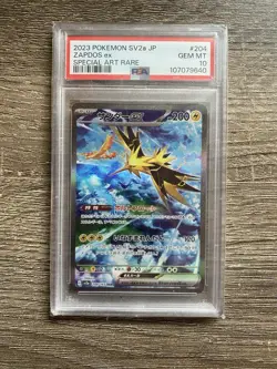 Zapdos EX Japanese 151 SV2a SAR Pokemon Card #204 PSA 10 Gem Mint - Image 1