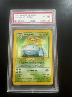 PSA 8 VENUSAUR Base Set Holo Rare Pokemon Card #15 NM-MT CLEAN LOOK! - Image 3