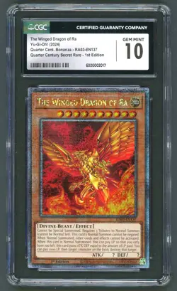 YuGiOh CGC 10 The Winged Dragon of Ra RA03-EN137 QCR Quarter Century Bonanza - Image 1