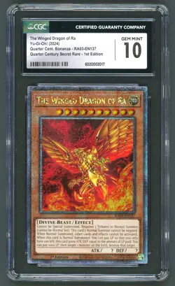 YuGiOh CGC 10 The Winged Dragon of Ra RA03-EN137 QCR Quarter Century Bonanza - Image 4