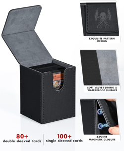 Card Deck Box for MTG Yugioh TCG, Card Storage Box with Dividers Holds 100+ Slee - Image 15