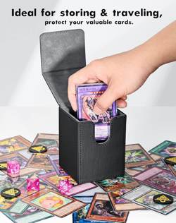 Card Deck Box for MTG Yugioh TCG, Card Storage Box with Dividers Holds 100+ Slee - Image 16