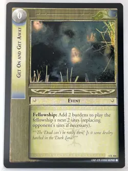 LORD OF THE RINGS TCG TWO TOWERS RARE CARD 4R304 GET ON AND GET AWAY lp - Image 1