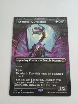 MTG Ebondeath, Dracolich Borderless Adventures Forgotten Realms Zombie Dragon NM - Image 1