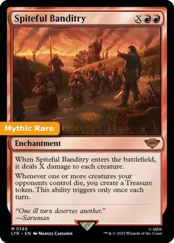 MTG Spiteful Banditry Lord of the Rings Mythic Rare Enchantment NM  - Image 1