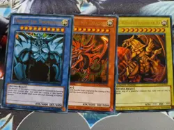Yugioh Obelisk Slifer The Winged Dragon of Ra LC01 Near Mint 3 God Card Set - Image 1