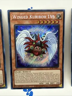 Yu-Gi-Oh! Winged Kuriboh LV6 x3 BLTR-EN001 Secret Rare 1st Edition NM/M GEM - Image 2