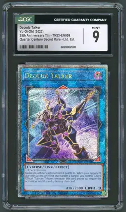 YuGiOh CGC 9 MINT Decode Talker TN23-EN009 Quarter Century Secret Rare - Image 1