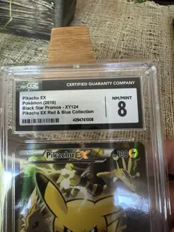 PokÃ©mon Pikachu EX Full Art XY124 Promo Card 2016 CGC 8 - Image 3