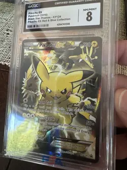 PokÃ©mon Pikachu EX Full Art XY124 Promo Card 2016 CGC 8 - Image 5