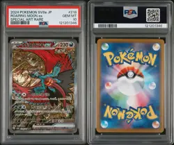 PSA 10 Roaring Moon ex SAR 218/187 SV8a Terastal Fest ex  Pokemon Card Japanese - Image 1