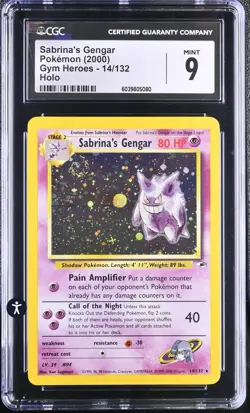 CGC 9 Sabrina's Gengar 2000 Gym Heroes 14/132 Holo Pokemon Card SWIRL - Image 6