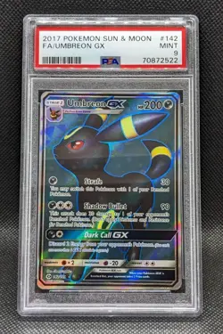 PSA 9 UMBREON GX 142/149 Full Art Sun & Moon Holo Rare Pokemon Card MINT - Image 1