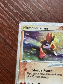 PokÃ©mon TCG Hitmonchan EX Ruby and Sapphire Holo Ultra Rare Card 98/109 2 SWIRLS - Image 2