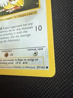 Pokemon Pidgey 57/102 1st Edition Shadowless Base Set Card Unplayed Near Mint - Image 3