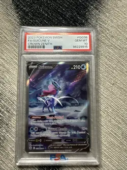 2023 PSA 10 GEM MINT Suicune V Alt Art GG38 Full Art Pokemon Crown Zenith - Image 1