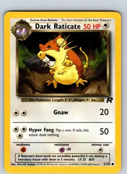 Dark Raticate 51/82 2000 Team Rocket Unlimited Common - Image 1