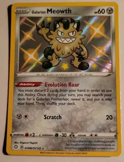 Pokemon TCG Galarian Meowth SV086/SV122 Shining Fates baby Shiny Vault Holo card - Image 8