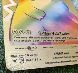 Pikachu Vmax 044/185 Rainbow Gold Foil Pokemon Card - Image 3