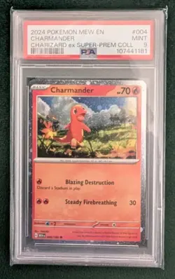 Pokemon TCG Charmander 004/165 Super Premium Collection Cosmos Holo Promo PSA 9 - Image 1
