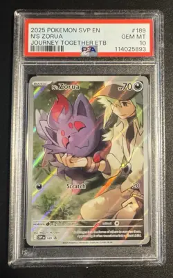 2025 Pokemon Journey Together ETB N'S ZORUA 189 Black Star Promo PSA 10 - Image 1