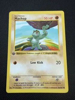 Pokemon Machop 52/102 1st Edition Shadowless Base Set Card Unplayed Near Mint - Image 1