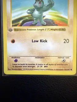 Pokemon Machop 52/102 1st Edition Shadowless Base Set Card Unplayed Near Mint - Image 4