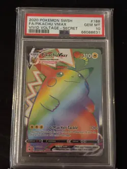 Pokemon Sword and Shield Pikachu Vmax Rainbow Secret PSA 10 - Image 1