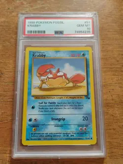 1999 Pokemon Fossil Krabby PSA 10 Gem Mint - Image 1