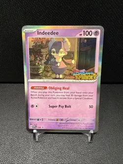 Pokemon Indeedee 154 SVP Promo Holo Surging Sparks Stamped - Image 1
